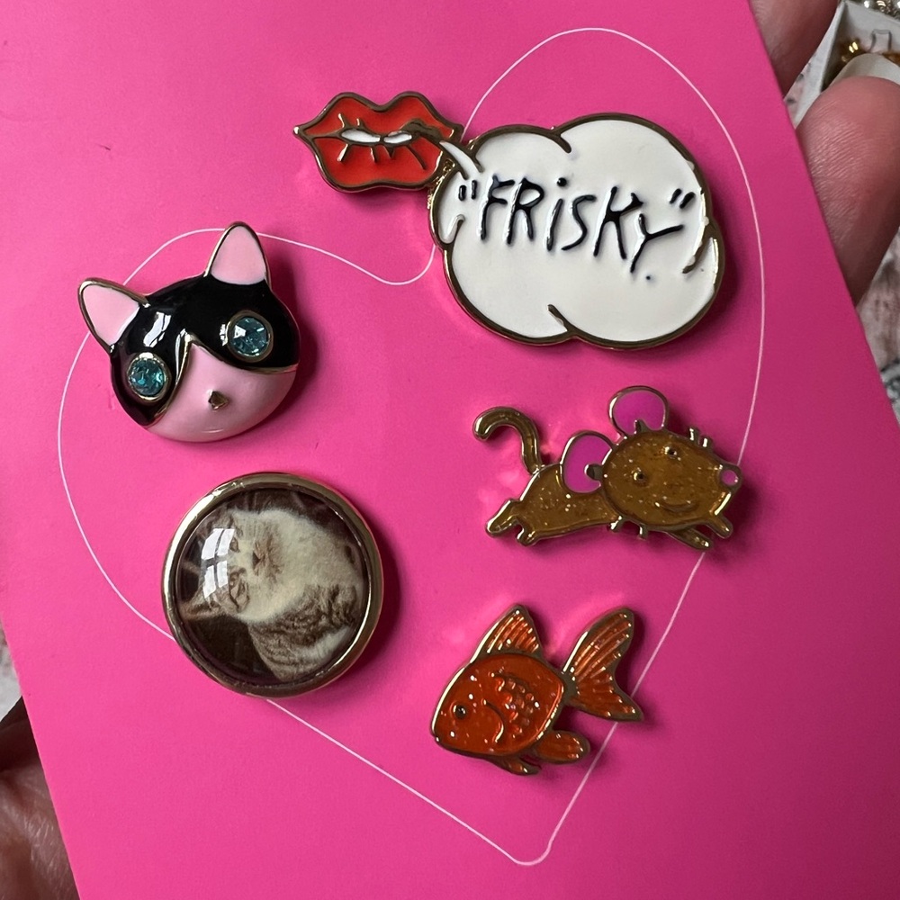 BETSEY JOHNSON cat pins set, gifting critters collection cat lady
